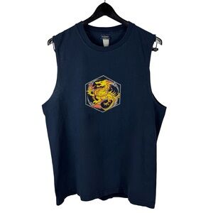Vintage Y2K Extreme Limit Dragon Tribal Grunge Tank Top Blue Shirt Size L